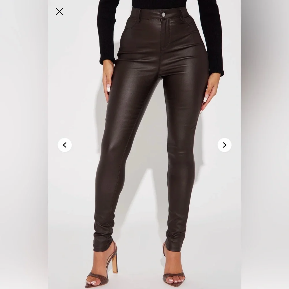 Sammie High Leather Rise Pants - Chocolate - Picture 3 of 6